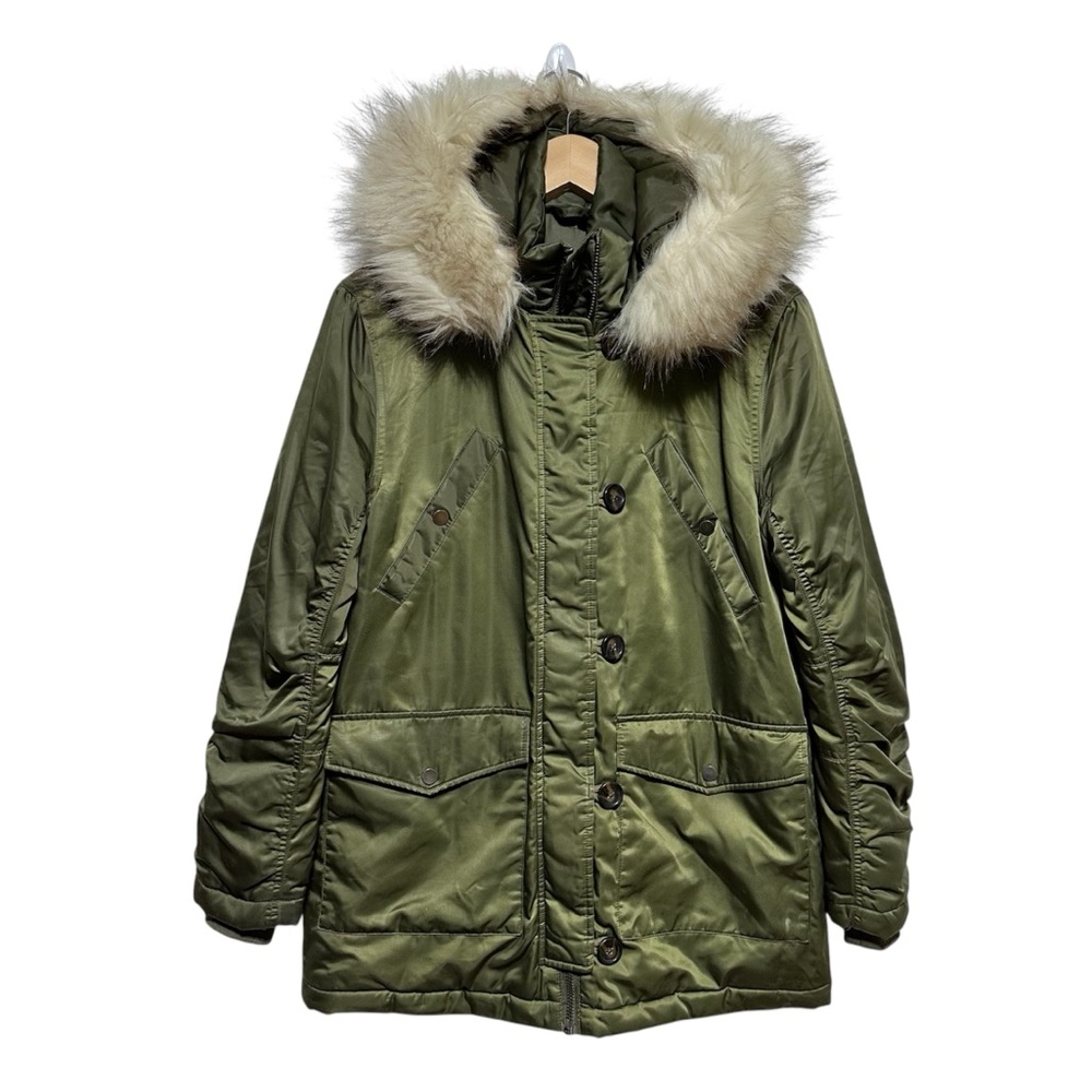 Topshop Camo Green Boxy Military Puffer Jacket Size 2